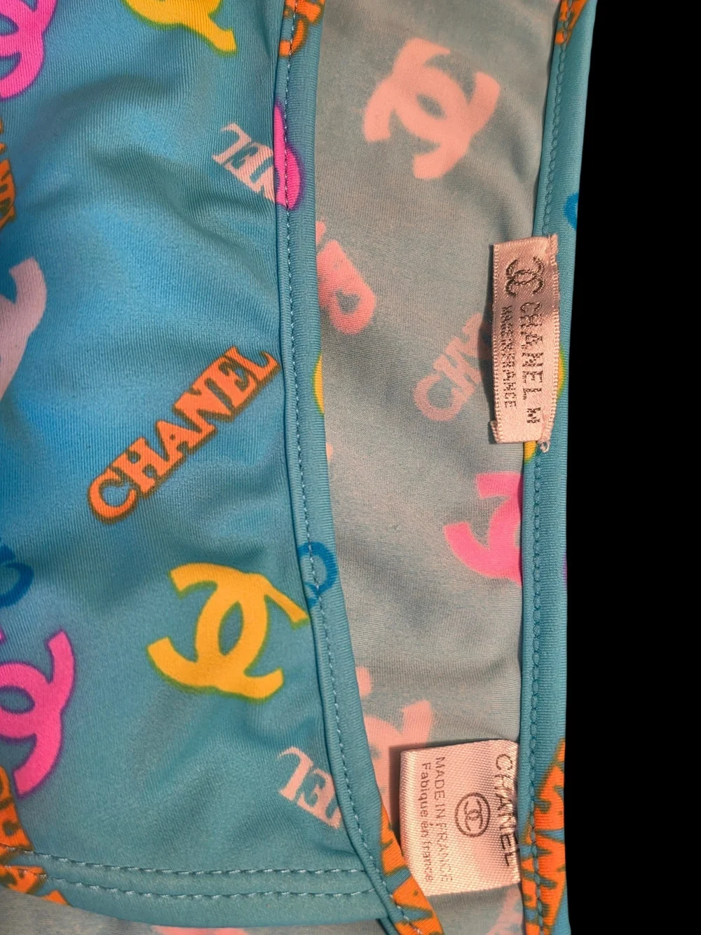 Chanel Turquoise Logo Bikini Bottoms